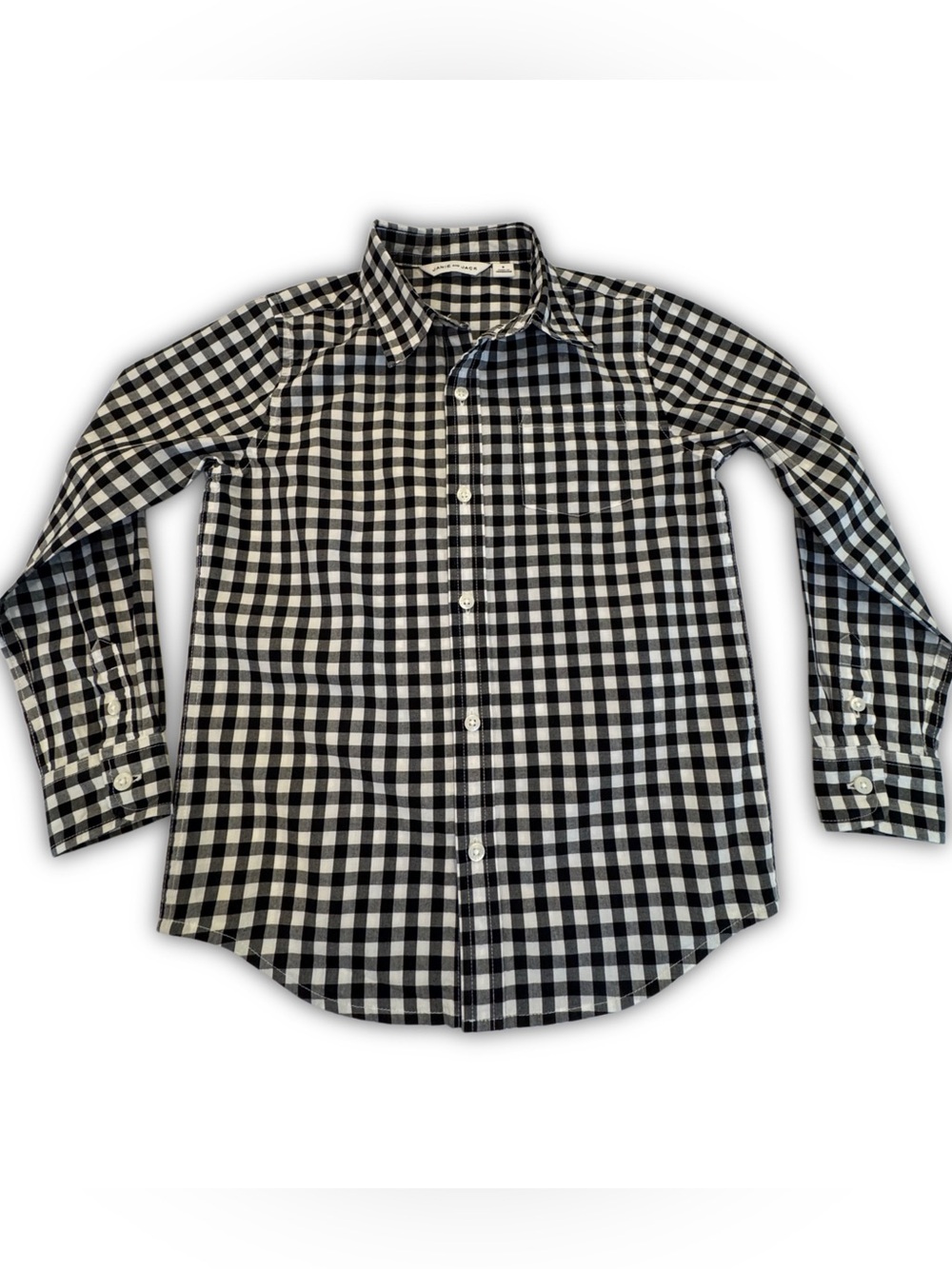 Janie & Jack Little Boys’ Black & White Gingham Button Down Shirt